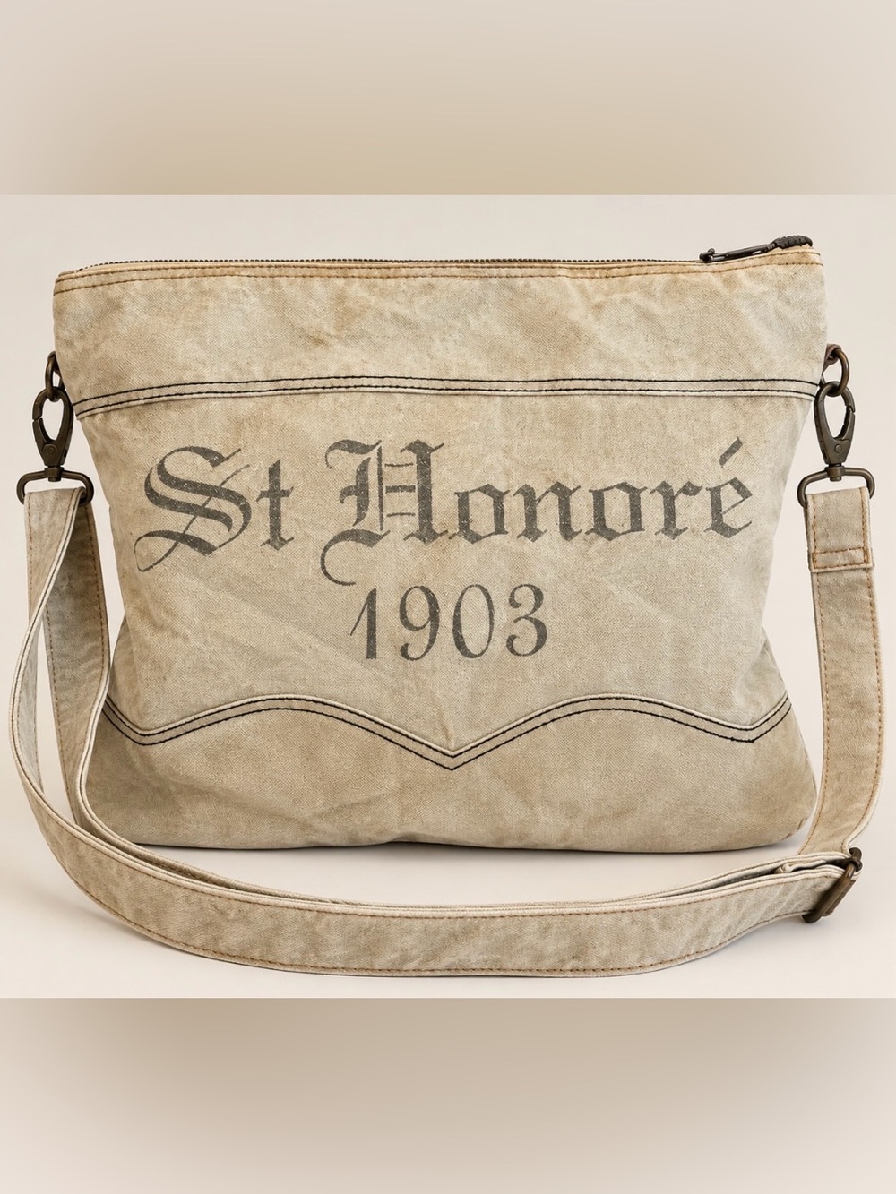 Vagabond St Honore 1903 Distressed Cotton Blend Crossbody Bag